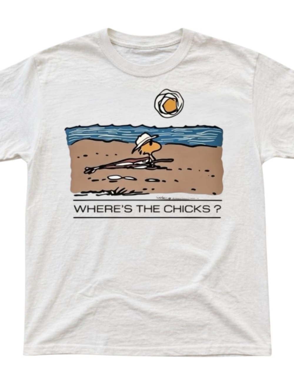 Gildan White Short Sleeve Graphic Tee with Beach Chick